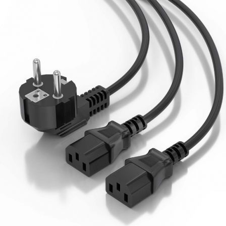 Aisens Cable de Alimentación CPU CEE7/7 a 2x C13 Hembra Negro 1.8m